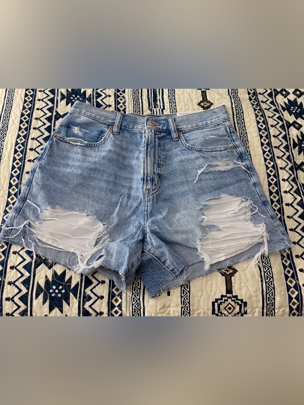 American Eagle Outfitters Light Blue Distressed Denim Cutoff Shorts